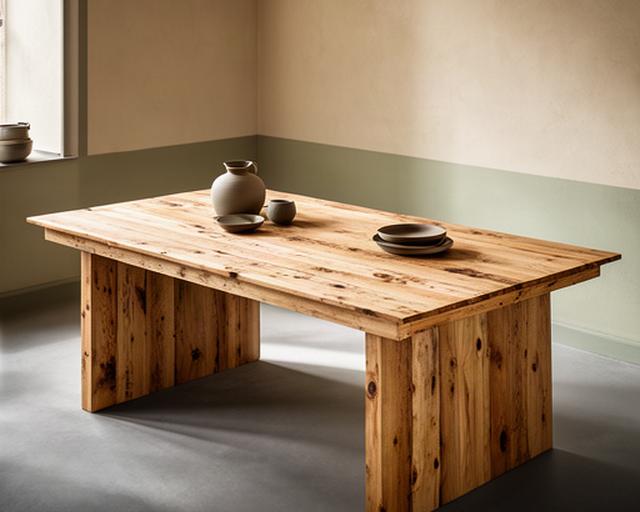 Tavolo da pranzo in pallet di abete e olmo con superficie spazzolata