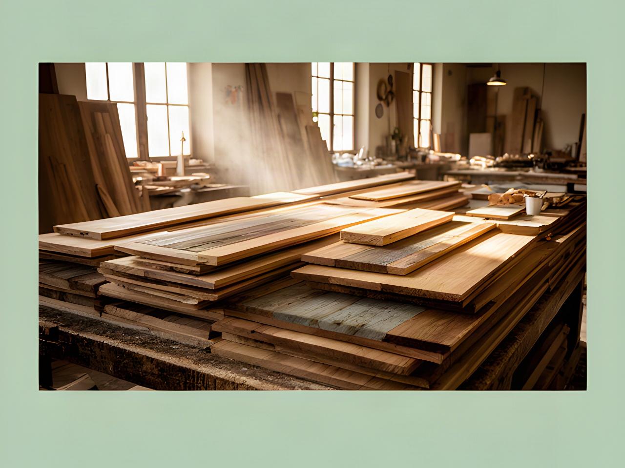Dettaglio di tavole in legno riciclato ordinate nel laboratorio di Bianchi & Bernardi a Signa